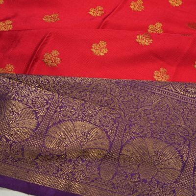 Kanchipuram Silk Twill Butta Red Saree