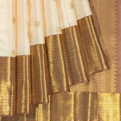 Classic Kanchipuram Silk Butta Cream Saree