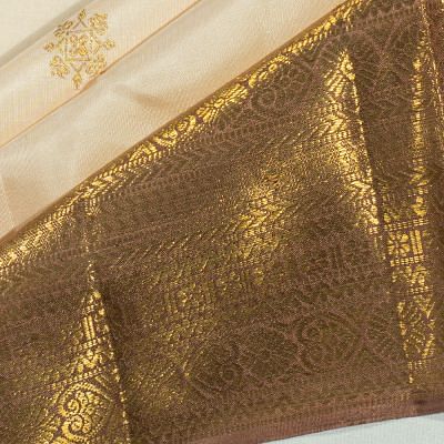 Classic Kanchipuram Silk Butta Cream Saree