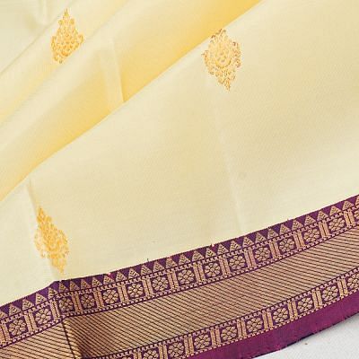 Classic Kanchipuram Silk Butta Cream Saree