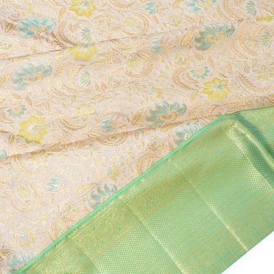 Kanchipuram Silk Tissue Brocade Cream Saree