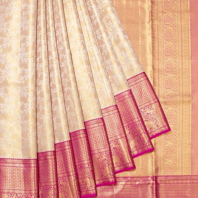 Kanchipuram Silk Tissue Brocade Gold Saree