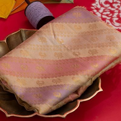 Kanchipuram Silk Tissue Leheriya Jaal And Butta Rangkat Saree