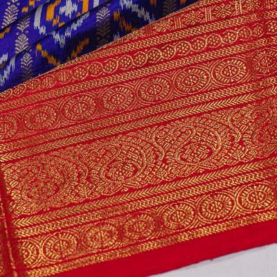 Kanchipuram Silk Ikat Royal Blue Saree