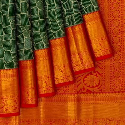 Taranga Kanchi Silk Geometrical Brocade Bottle Green Saree