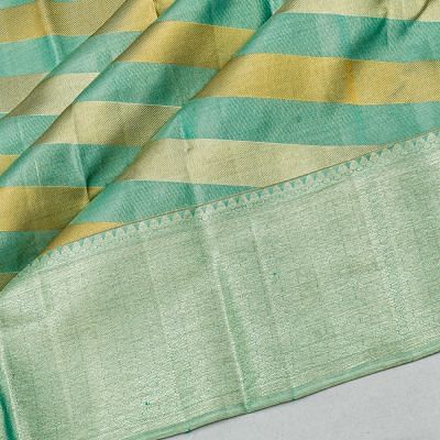 Taranga Kanchi Silk Tissue Geometrical Lines Sea Green Saree