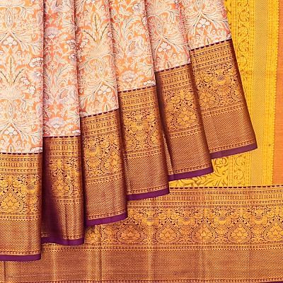 Taranga Kanchi Silk Tissue Brocade Orange Saree