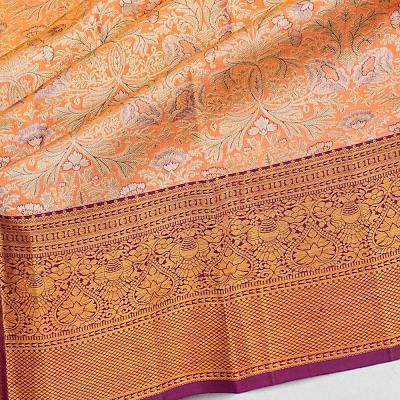 Taranga Kanchi Silk Tissue Brocade Orange Saree