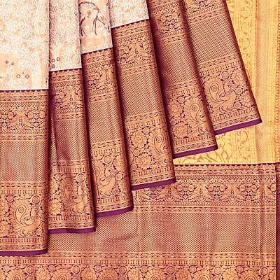 Taranga Kanchi Silk Tissue Brocade Gold Saree