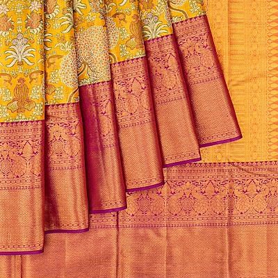 Taranga Kanchi Silk Tissue Brocade Yellow Saree