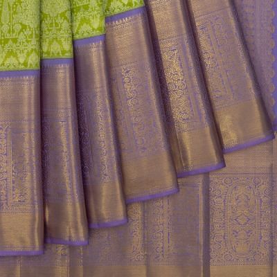 Kanchipuram Silk Brocade Parrot Green Saree