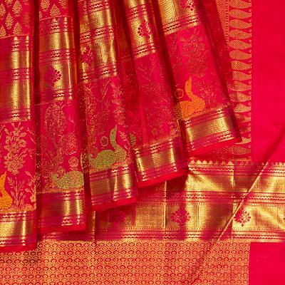 Kanchipuram Silk Brocade Pink Saree