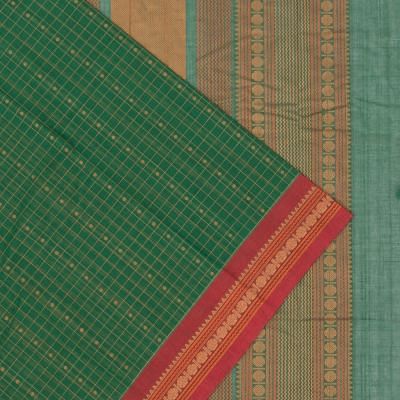 Chettinad Cotton Checks And Butta Green Saree