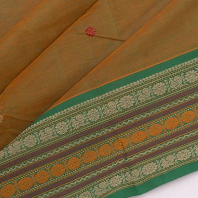 Chettinad Cotton Butta Khaki Brown Saree