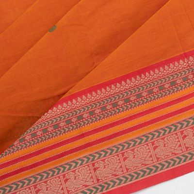 Chettinad Cotton Butta Orange Saree