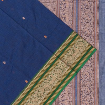 Chettinad Cotton Butta Royal Blue Saree