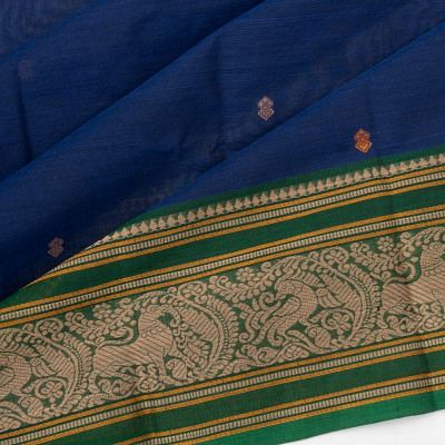 Chettinad Cotton Butta Royal Blue Saree