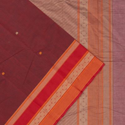 Chettinad Cotton Butta Maroon Saree