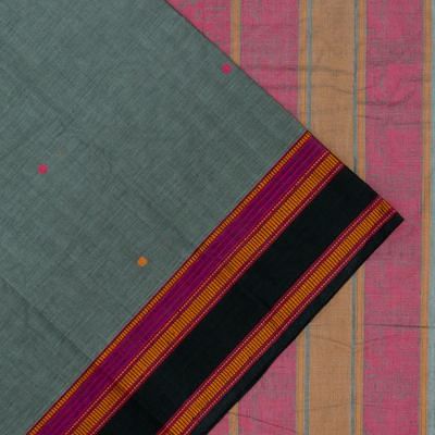 Chettinad Cotton Butta Elephant Grey Saree