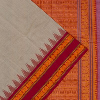 Chettinad Cotton Plain Pastel Grey Saree