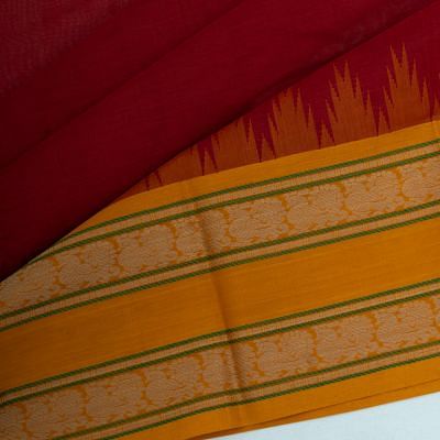 Chettinad Cotton Plain Maroon Saree