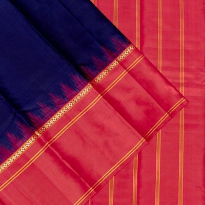 Classic Thread Kanchipuram Silk Plain Dark Blue Saree