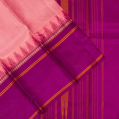 Classic Thread Kanchipuram Silk Oosi Lines Pink Saree