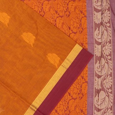 Chettinad Cotton Butta Mustard Yellow Saree