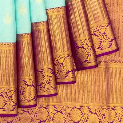 Taranga Kanchi Silk Checks And Butta Sky Blue Saree