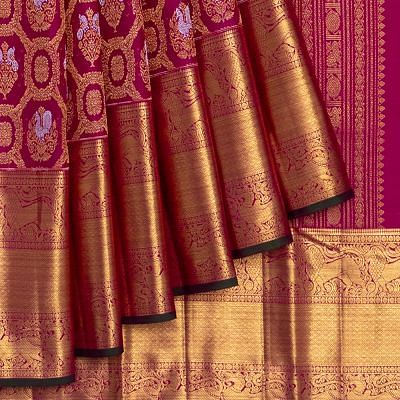 Kanchipuram Silk Jaal And Butta Pink Saree