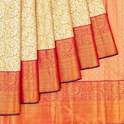 Kanchipuram Silk Tissue Brocade Gold Saree