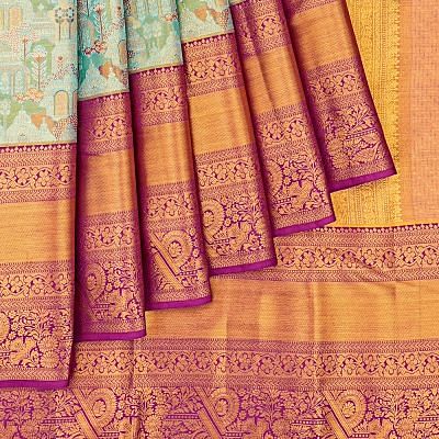 Taranga Kanchi Silk Tissue Brocade Sky Blue Saree