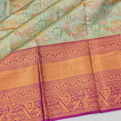 Taranga Kanchi Silk Tissue Brocade Sky Blue Saree