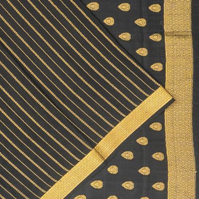 Mysore Silk Vertical Lines Black Saree