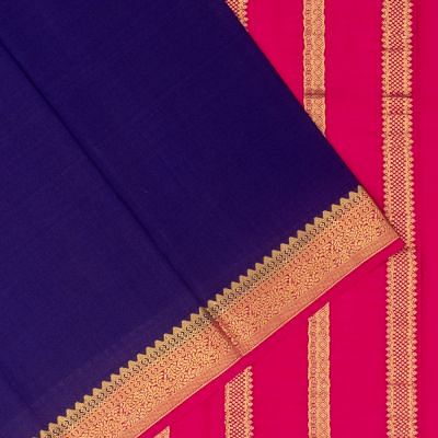 Mysore Silk Plain Dark Blue Saree