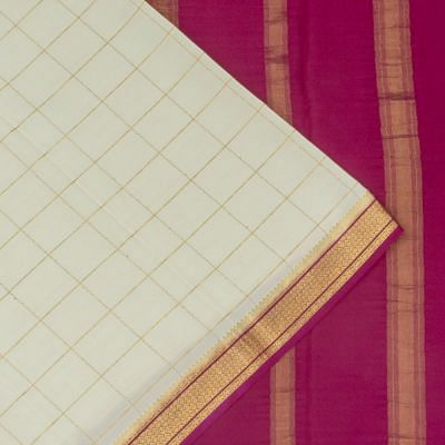 Mysore Silk Checks Off White Saree