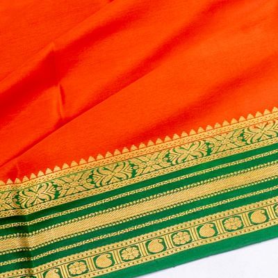 Mysore Silk Plain Orange Saree