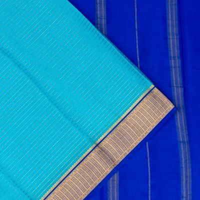 Mysore Silk Horizontal Lines Sky Blue Saree