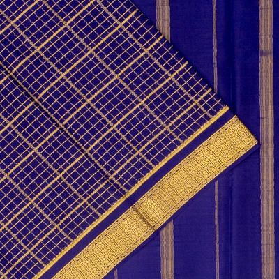 Mysore Silk Checks Royal Blue Saree