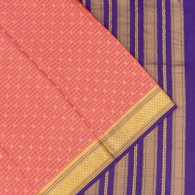 Mysore Silk Checks And Butta Lilac Saree