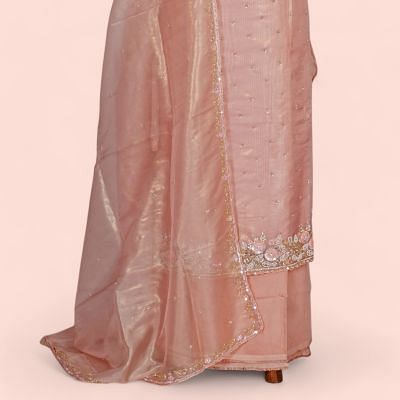 Organza Tissue Butta Peach Salwar Suit Set