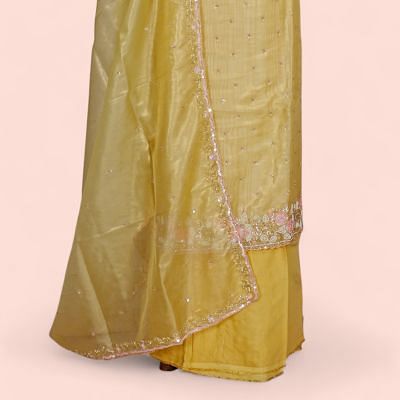 Organza Tissue Butta Yellow Salwar Suit Set