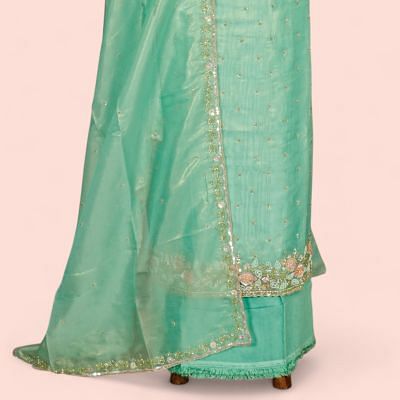 Organza Tissue Butta Sea Green Salwar Suit Set