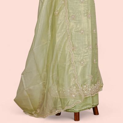 Organza Tissue Butta Pastel Green Salwar Suit Set