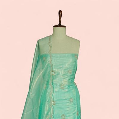 Organza Tissue Butta Sea Green Salwar Suit Set