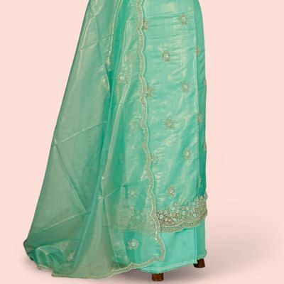 Organza Tissue Butta Sea Green Salwar Suit Set