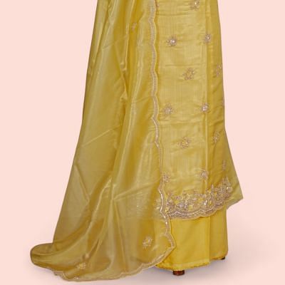 Organza Tissue Butta Yellow Salwar Suit Set