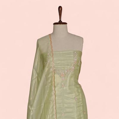 Organza Tissue Butta Pastel Green Salwar Suit Set