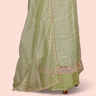 Organza Tissue Butta Pastel Green Salwar Suit Set