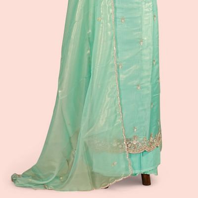 Organza Tissue Butta Sea Green Salwar Suit Set